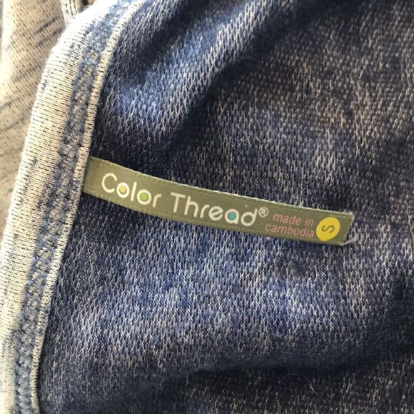 Color Thread, Woman's Long-Sl Tunic w Asymmetrical Bottom, Heathered Blue, SM - Picture 9 of 10